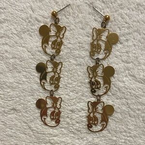 Vintage Gold Minnie Mouse Dangle cutout Earrings